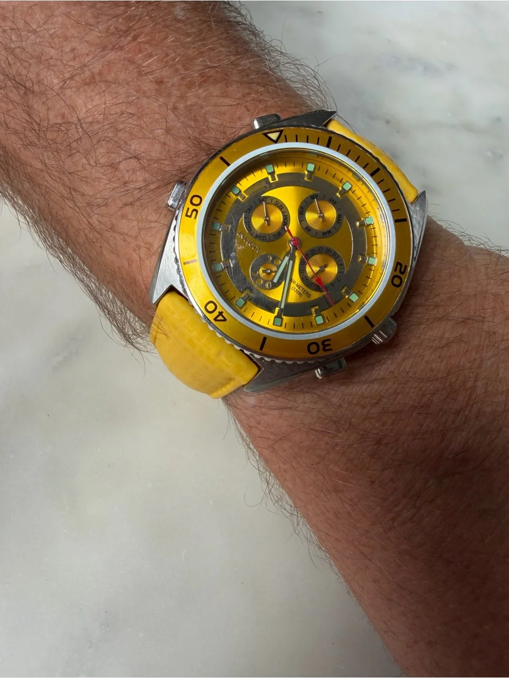 Invicta Yellow and Silver Chronograph Watch